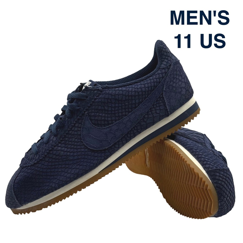 Nike Cortez Premium QS Men's Size 11 Navy Snakeskin Gum Sole Sneakers 861677-400